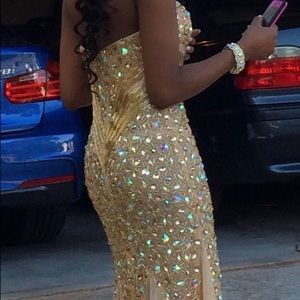 Multicolor jeweled gold dress